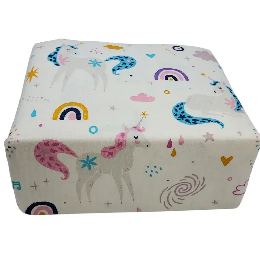 BIBB Home‎ Twin Size Cotton Flannel Sheet Set 3pc Multicolor Unicorns Pattern